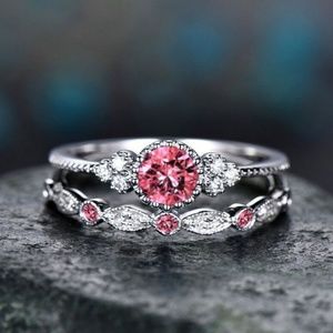 WEDDING RING SET Pretty in pink